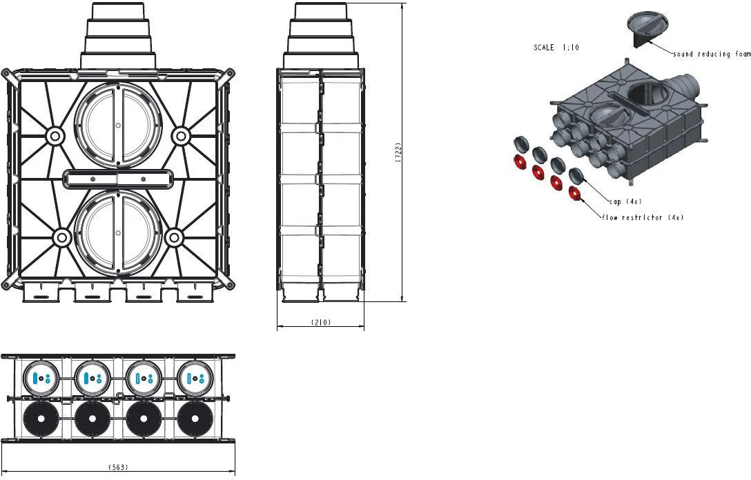Wolf CWL Excellent Luftverteiler 2577595 8 Stutzen DN 75 Mit 4 Verschlusskappen 4 Wolf CWL Excellent Luftverteiler 2577595 8 Stutzen DN 75 Mit 4 Verschlusskappen – Bild 2